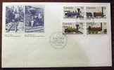 +Canada 1983, 999-1002, Trains, Locomotives-Enveloppe-Bloc-FDC, 4v, O - 1981-1990