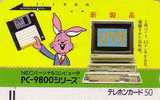 TC Ancienne Japon / 110-7804 - LAPIN Et Ordinateur - RABBIT And Computer Japan Front Bar Phonecard - Kaninchen - 83 - Conejos