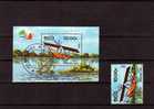 Wasser-Flugzeug MF-4 EXPO ITALIA 1985 Rom Laos 865 + Block 108 O 6€ Air Mail Ship Bloc Fogli Bf Philatelic Sheet Of Lao - Sonstige (See)