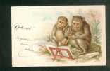 Jolie Carte Chromolithographie Singe Musique  Clarinette Hautbois - Singes