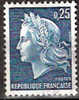 Timbre France Y&T N°1535 (1) Obl  Marianne De Cheffer.  0 F.25  Bleu. Cote 0,50 € - 1967-1970 Marianne De Cheffer