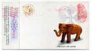 ELEPHANTS /  / ENTIER POSTAL CHINE  / SCULPTURE BOIS / STATIONERY - Elefantes