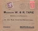 TAXE 50 / LETTRE- SEMEUSE PUB-NICE POUR BORDEAUX AVEC TAXE26-3-1828 - 1859-1959 Storia Postale