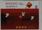 Red-crowned Crane Bird,the Seaside Rising Sun,China 2008 Shandong Post New Year Greeting Advertising Pre-stamped Card - Kraanvogels En Kraanvogelachtigen