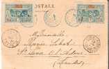 Faf088/ Obock 5 C. 2 X 1901 Auf AK Djibouti-Markt - Briefe U. Dokumente