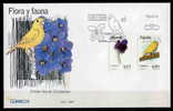 FDC ESPAGNE 2007 FLORE ET FAUNE - OISEAU ET FLEUR - CANARI ET VIOLETTE - Ducks