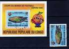 Fußball WM 1982 Spanien Stadion FC Barcelona Congo 741+Block 23 O 2€ Bloque Hoja Hb Bloc Sport M/s Soccer Sheet Bf Kongo - Gebraucht