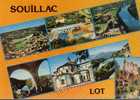 CPSM.  SOUILLAC. VUE GENERALE.PISCINE.CAMPING.LE BASTIT.EGLISE ABBATIALE. VALLEE DORDOGNE.CHATEAU DE TREYNE. DATEE 1976. - Souillac