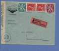 678a+685a+690 Op EXPRES-brief Met Telegraafstempel TURNHOUT, Naar Suisse, Met Censuurstrook CONTROLE DES COMM...... - 1936-1957 Open Collar