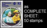 CV:€22.40, QUEEN MOTHER Seychelles-ZIL ELWANNYEN SESEL 1985,& Princess Anne 2R, Complete Sheet:50 Stamps  [feuille - Seychellen (1976-...)