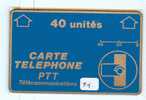 FRANCE  La Telecarte N° A14-40 LANDIS&GYR Telecarte PHONECARD "RARE" CARTE TELEPHONE PTT TELECOMMUNICATIONS BLUE - Varietà