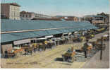 French Market New Orleans Louisiana Vintage Postcard, Horse-drawn Wagons, Market Street Scene - New Orleans