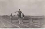 Man Running Hurdles In Real Photo Vintage Postcard, ´JHS´ Uniform, Track Event - Athlétisme