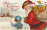 Santa Merry Christmas Holiday Signed Clapsaddle Vintage Embossed Postcard, Toys Bear Doll - Clapsaddle