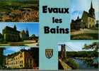 CPSM EVAUX LES BAINS, VUE GENERALE, L'EGLISE ET LE JARDIN, LE GRAND HOTEL THERMAL, LE PONT SUSPENDU, DATEE 1986 - Evaux Les Bains