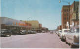 Dodge City Kansas, Chrome Postcard Street Scene With 50s Vintage Autos, Business Stores - Other & Unclassified