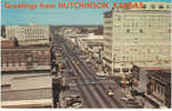 Hutchinson Kansas Main Street Looking North, 60s And 70s Vintage Autos - Andere & Zonder Classificatie