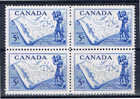 CDN+ Kanada 1957 Mi 317 Mng/oG David Thompson (Viererblock) - Ongebruikt