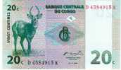 20 Centimes  "CONGO"  ANTILOPE 1er  Novembre 1997   UNC    Ro 24 - Non Classés