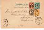 Nor038/- NORWEGEN -  P 34 + Marken 1, 3, 2 Auf 12 Öre 1891, Stuttgart Ex Bergen, 4 Farbenfrankatur - Covers & Documents