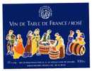 ETIQUETTE DE VIN - VIN DE TABLE DE FRANCE ROSE - BLEU - SCENE VIGNERONNE - De Goede Oude Tijd
