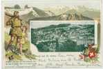 Schweiz/Suisse: Farblitho Gruss Aus St.Gallen, Willhelm Tell Und Walter, Armbrust, 1900, 3 Scans - Saint-Gall