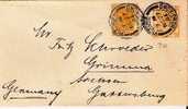 Ch-HK003/  HONG-KONG -, Q.-Victoria Stationery Envelope + Q.-Victoria Stamp, Both 5 C Values 1902 To Germany - Covers & Documents