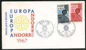 Andorra Französische Post Mi.N° 199/200 Europa Cept Ausgabe Von 1967 Auf FDC ; I. Auflage - FDC