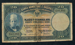 ALBANIA P3a   20   FRANKA  ARI  1926  * FINE * - Albania