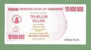 ZIMBABWE P55a 10.000.000  DOLLARS 1.1.2008 To 30.6.2008 #AH Printer FPZ  Signature 5  UNC. - Simbabwe