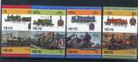 - NEVIS . 4 PAIRES DE TIMBRES SE TENANT SUR LES LOCOMOTIVES . NEUVES SANS CHARNIERE - St.Kitts And Nevis ( 1983-...)