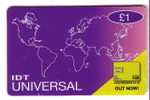 IDT UNIVERSAL  ( England Prepaid Card ) * Card Is Not In Best Condition - See Scan ! Special Price - Sonstige & Ohne Zuordnung