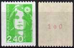ROULETTE Avec N° ROUGE:  "M. Du BICENTENAIRE" N° 2823a - 2,40f Vert. - Coil Stamps