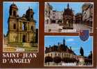 CPSM.  SAINT JEAN D'ANGELY. LES TOURS. FONTAINE DU PILORT. L'HOTEL DE VILLE. BLASON. ANNEE 80. - Saint-Jean-d'Angely