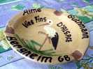 SUPERBE ET RARE CENDRIER AIME GUTHMANN VINS FINS D ALSACE BERGHEIM 68 -  ILLUSTRATION D UNE CIGOGNE - Ashtrays