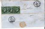 SPP003/ - SPANIEN - PHILIPPINEN   Fragment, Paar + Einzelmarke Edifil 6 A (Antillas Nr. 2) 1860 - Philipines
