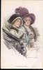 #10 SIGNED HARRISON FISHER NO 609 WOMEN & DOG A PASSING GLANCE OLD POSTCARD - Fisher, Harrison