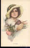 #05 SIGNED HARRISON FISHER NO 382 WATER COLOR WOMAN WITH ROSES  OLD POSTCARD - Fisher, Harrison