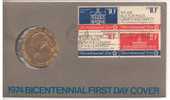 FDC 1974 USA ETATS-UNIS BICENTENAIRE INDEPENDANCE PHILADEPHIA + MEDAILLE COMMEMORATIVE - 1971-1980