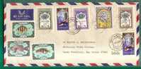 FLAGS And FISHES - Vf LIBYA PROFUSE FRANKING COVER - TRIPOLI To NEW JERSEY (9 Stamps) - Enveloppes