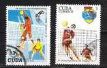 Lot De 2 Timbres Volley Ball Avec Pays Cuba Voll4 - Volleyball