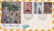 VATICAN Poste Aérienne 47 & 48 & 52 FDC Premier Jour Place Saint Pierre Antenne Radio - Airmail