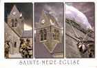 SAINTE MERE EGLISE   -  Le Clocher De L´ Eglise  XIIIè S. -  Parachutiste Américain  Suspendu Au Clocher  -  3 Vues - Sainte Mère Eglise