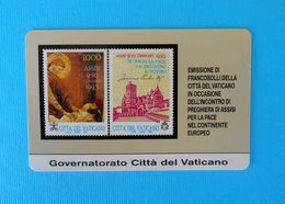 VATICAN SCV 1 - Assisi Per La Pace  ( MINT Old & Rare Card  ) * Stamps On Card Stamp On Cards Timbre Timbres Church - Vaticaanstad