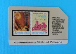 VATICAN SCV 1 - Assisi Per La Pace ( Vatican ) * Stamps On Card Church Stamp On Cards Timbre Timbres Eglise Kirche - Vaticano