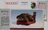 Suiseki Bonsai,rare Natural Lingbi Stone Like A Turtle,China 2003 Xinchang Collection Stone Association Pre-stamped Card - Tortugas