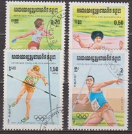 Sports Olympiques - KAMPUCHEA - Lancer Du Disque, Saut En Longueur, à La Perche, Javelot - N° 442-443-446-447 - 1984 - Kampuchea