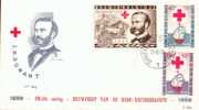 FDC N° 69a Ordi. Du 10-6-1959 - COB 1098-1099-1101 - Cachet De Bruxelles 1 - Croix-Rouge - Henry Dunant - 11€ - 1951-1960