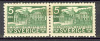 Sweden1935 Mi. 211B Palace Of Justice Pair 4-sided Perf 9 3/4 - Unused Stamps