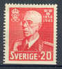 Sweden 1943 Mi. 297 Du King Gustaf  3-sided Perf €11,- MH - Ungebraucht